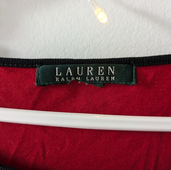 S/M RALPH LAUREN Long Sleeve Tee Black And Red Y2K Vintage Grunge - Picture 3 of 4